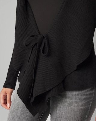 Petite Long Sleeve Open Ruffle Cardigan White House Black Market